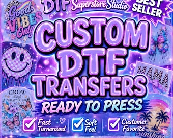 Kundenspezifische DTF-Transfers, fertig zum Pressen, lebendige Bekleidungsdesigns