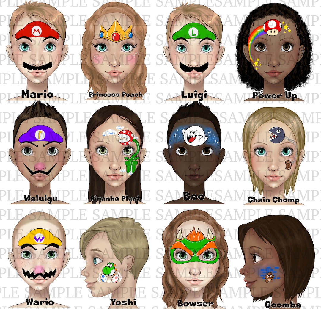 Mario Video Game Face Painting Word Board Face Paint Design Menu Board