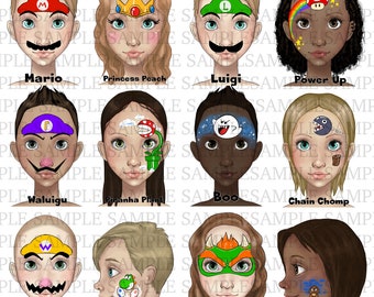 Mario Video Game Face Painting Word Board Face Paint Design - Etsy Canada Mario Video Game Face Painting Word Board Face Paint Design - Etsy Canada