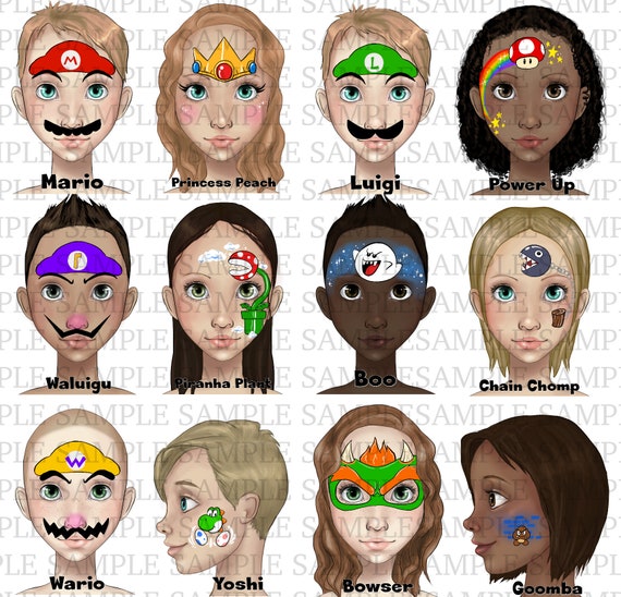 Mario Video Game Face Painting Word Board Face Paint Design Menu Board,  Designs for Face Painters, Digital Download Design Menu Board - Etsy Canada