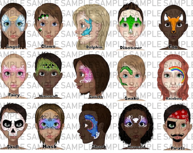 Face Painting Design Board Face Paint Design Menu Board - Etsy