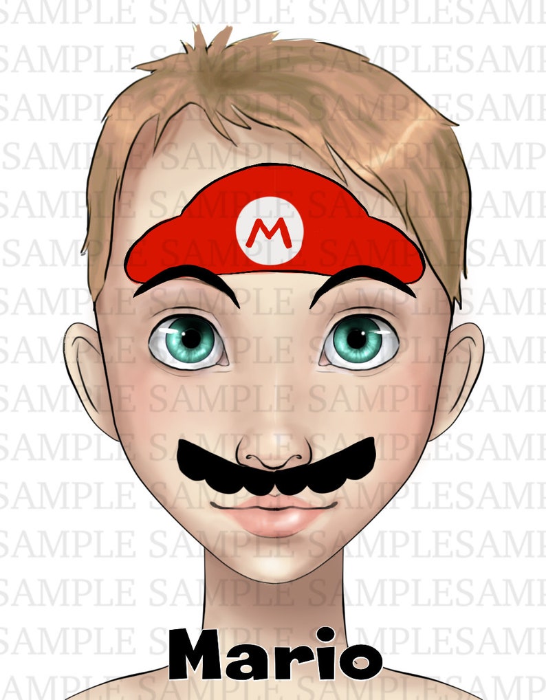 Mario Video Game Face Painting Word Board Face Paint Design Etsy