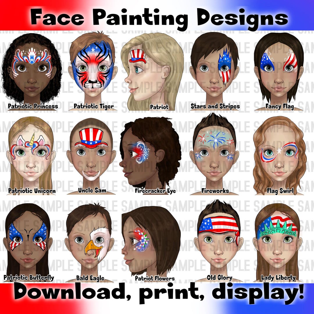 NO AI USED 4th of July Face Painting Menu Board | Popular Patriotic ...