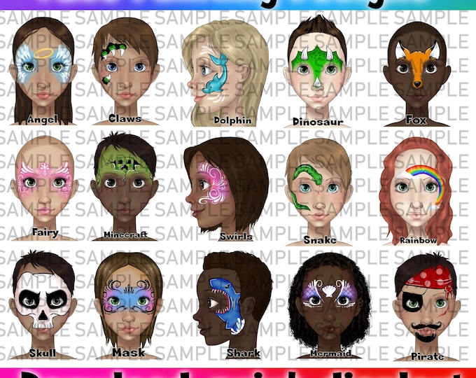 Super Hero Set DIGITAL DOWNLOAD - Face Paint Painting Design Board ...