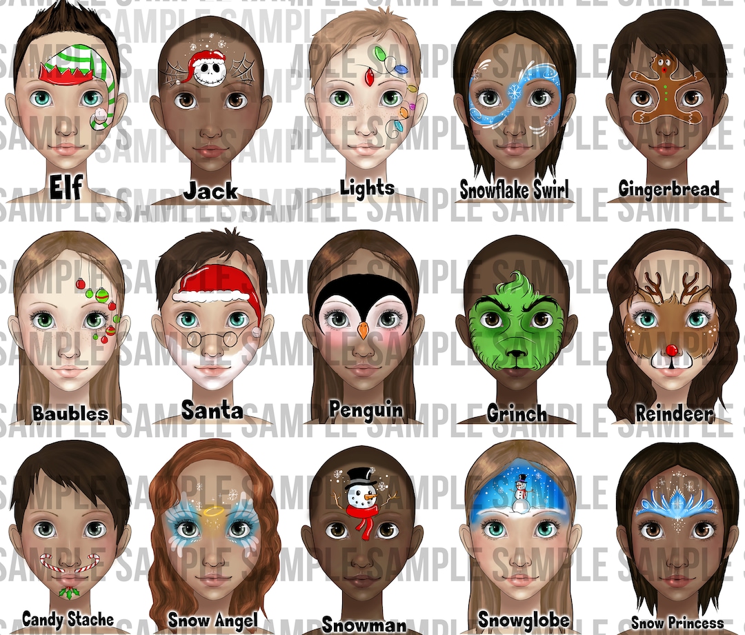 Face Painting Word Board, Face Paint Design Menu Board, Designs for