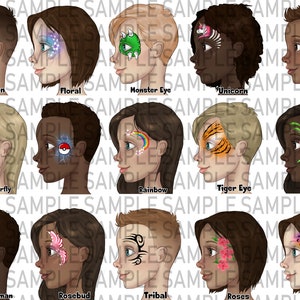Face Painting Word board, Face paint design menu board, Designs for face painters, digital download word design menu board, Text design menu image 1