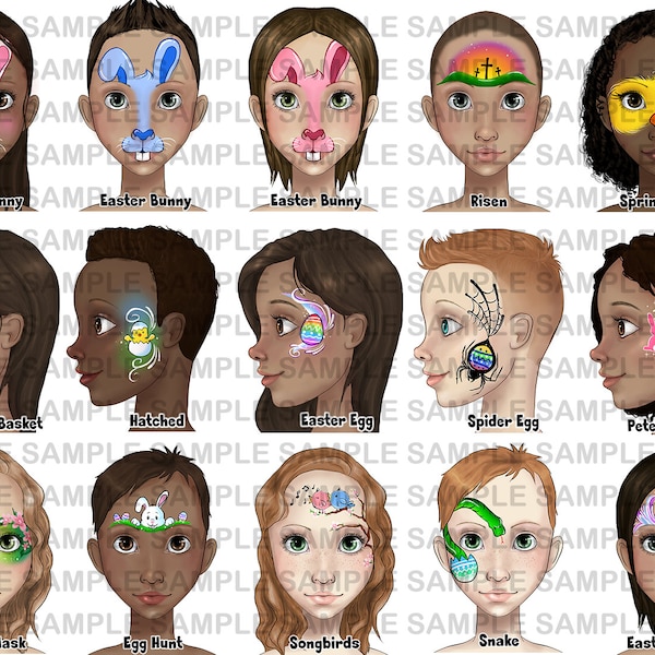 Face Painting Word board, Face paint design menu board, Designs for face painters, digital download word design menu board, Text design menu