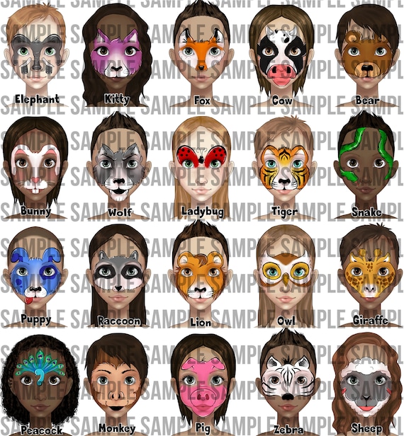 Face Painting Animal Board Face Paint Design Menu Board -  Israel