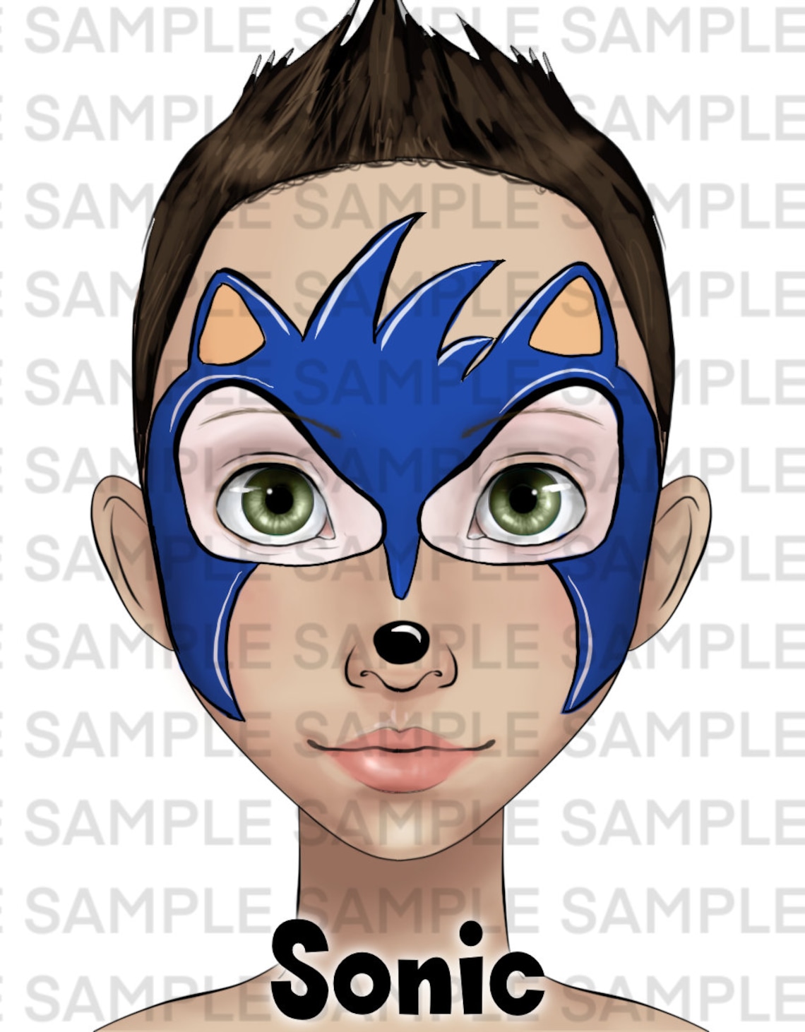 Face Painting Sonic Tails Knuckles Board Face Paint Design Etsy
