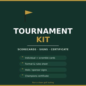 Golf Tournament Scorecard Printable Kit, Score Sheets, Charity Golf Outing Template, Hole Signs, Rules Sheet, Instant Download