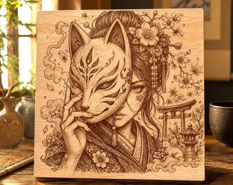 Kitsune SVG | Japanese Fox Mask Guardian Laser Engraving File
