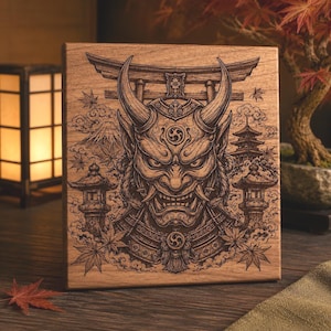 Japanese Oni Mask Guardian SVG PNG | Folklore Laser Engraving File