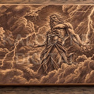 Zeus-Gravurdesign | Griechischer Gott Blitzkunst für Laser