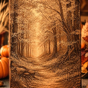 Autumn Forest Path SVG PNG, Fall Laser Engraving File, Woodland Trail Design