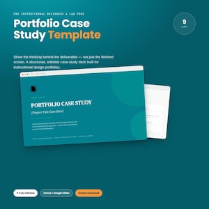 Case Study Template PowerPoint | UX Instructional Design Portfolio | ADDIE SAM Process Slides | Editable Canva Alternative Deck