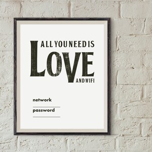 All You Need is Love and WiFi Printable WiFi Sign