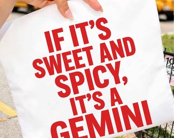 Gemini Zodiac Sign Birthday Png, Sweet and Spicy Gemini Bday Gift for Best Friend, Funny Gemini Cancer Traits,  Graphic Digital Download