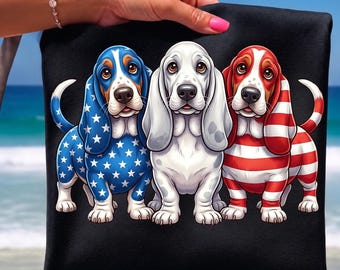 Basset Hound American Flag 4th of July Independence Day Png, Patriotic Dog Lover Gift, 4th of July Basset Hound Graphic Download File