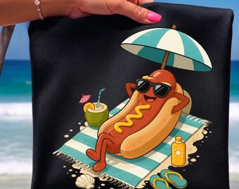 Hot Dog Dachshund Beach Summer Funny Wiener Dog Relax Png, Dachshund Lover Gift, Summer Vacation Graphic Tee, Wiener Dog Shirt Download File
