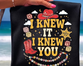 Retro Toy Story 5 PNG, I Knew It I Knew You Western Cowgirl Boots Friendship Bracelet Shirt Design Graphic Download File