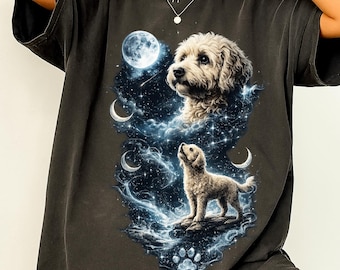 Maltipoo Howling to the Moon Png, Maltipoo Lover Gift, Cute Dog Mom Graphic Tee, Moonlight Puppy Shirt Digital Download