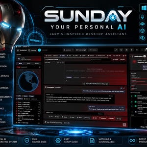 Lokale AI-assistent voor pc op zondag | Desktopagent in Jarvis-stijl (digitale download)