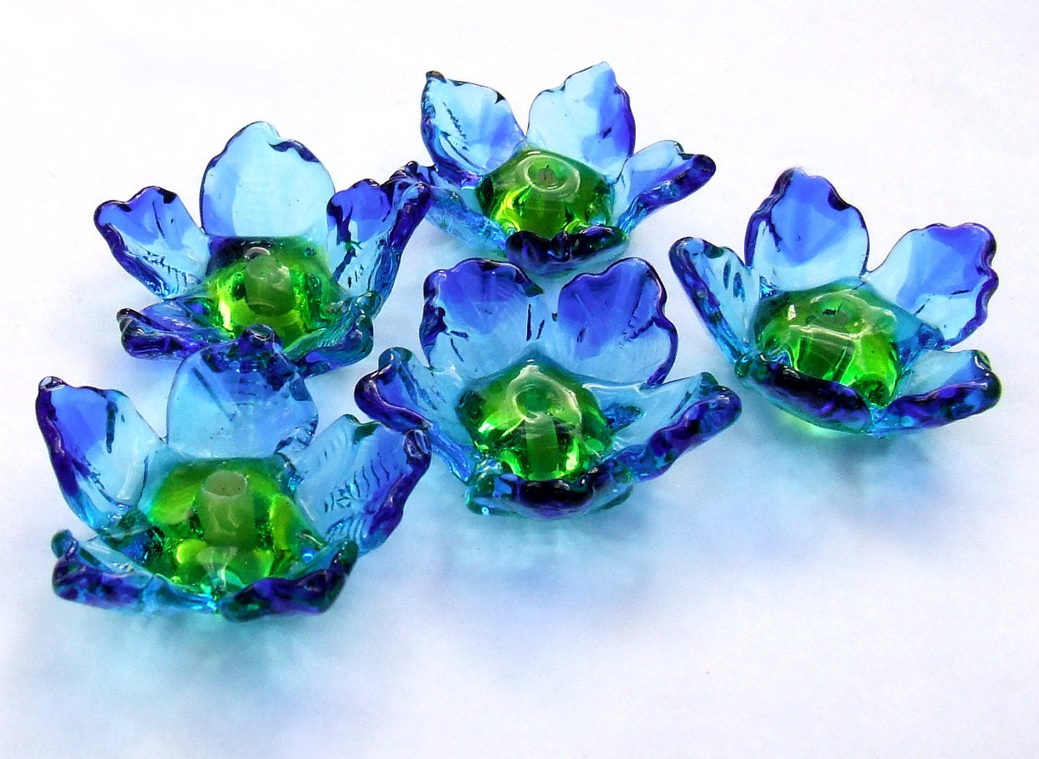 Lampwork Glass Flower Beads for Jewelry Making 5 Blue and Etsy