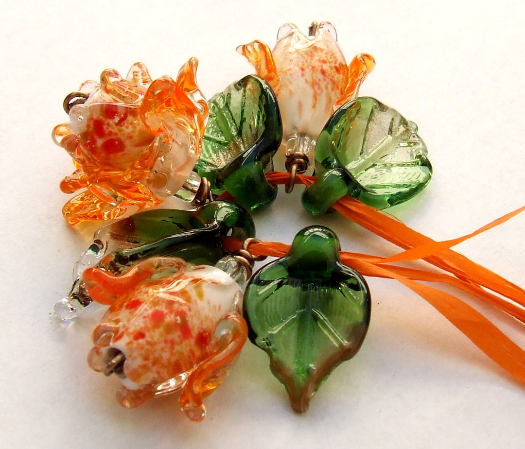 Lampwork Glass Flower Beads for Jewelry Making A Romantic Etsy UK