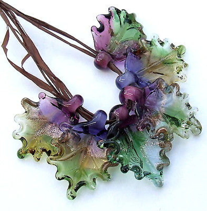 Lampwork Glass Leaves for Jewelry Making Set of 6 leaf beads Etsy