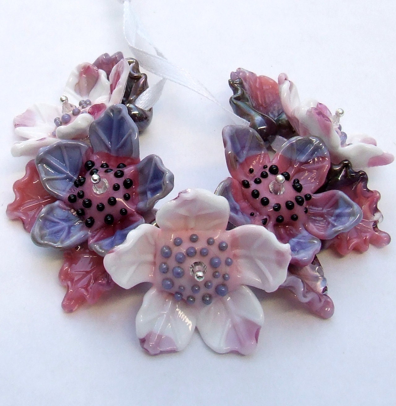 Lampwork Glass Flower Beads for Jewelry Making Romantic Pink Etsy