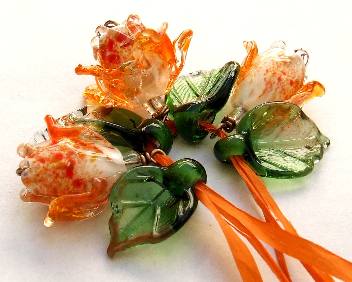 Lampwork Glass Flower Beads for Jewelry Making A Romantic Etsy UK
