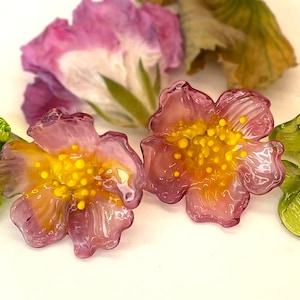 Lampwork Frühling Rosa Glasperlen Blume, Schmuckherstellung, auf Bestellung gefertigt