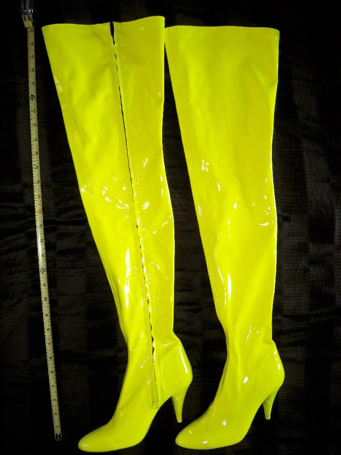 Neon Yellow thigh high boots size 5.5 Etsy