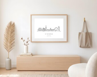 Vienna Skyline Print | One Line Art | Vienna Wall Art Printable | Austria Travel Gift | Digital Download | Housewarming Gift