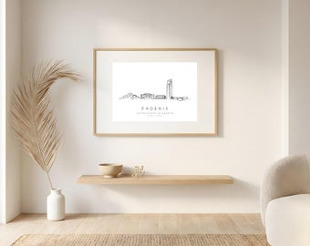 Phoenix Skyline Framed Print | One Line Art | Phoenix Wall Art | USA Travel Gift | Minimalist City Line Drawing | Housewarming Gift