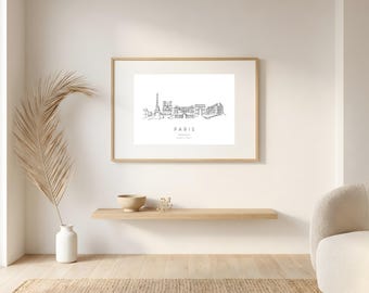 Paris Skyline Print | One Line Art | Paris Wall Art Printable | France Travel Gift | Digital Download | Housewarming Gift