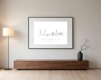 New York Skyline Line Art Print | Minimalist Wall Art