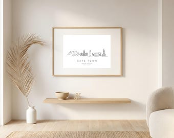 Cape Town Skyline Line Art Print | Minimalist Wall Art