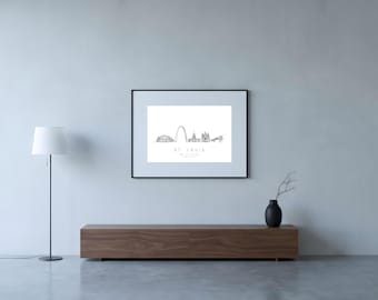 St Louis Skyline Framed Print | One Line Art | St Louis Wall Art | USA Travel Gift | Minimalist City Line Drawing | Housewarming Gift