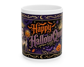 Mug gothique chauves-souris et citrouilles pour Halloween