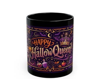 Mug Reine Joyeux Halloween, motif sorcière violette