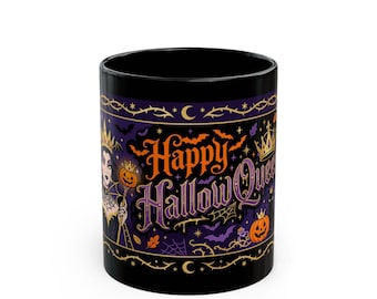 Mug Reine Joyeux Halloween, motif citrouille gothique violette