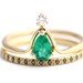 Pear Emerald Wedding Set Alternative Wedding Ring Set Black image 0