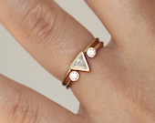 Trillion Diamond Ring Set, Modern Wedding Ring Set, Wedding Band Set, Triangle Ring, Minimalist Engagement Ring, Diamond Wedding Band