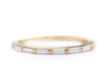 Baguette Wedding Ring, Art Deco Wedding Ring, Baguette Cut Band, Baguette Diamonds Band, Dainty Eternity Ring, Diamonds Eternity Band