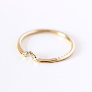 Diamond Crown Ring: 14k Gold Nesting Wedding Band