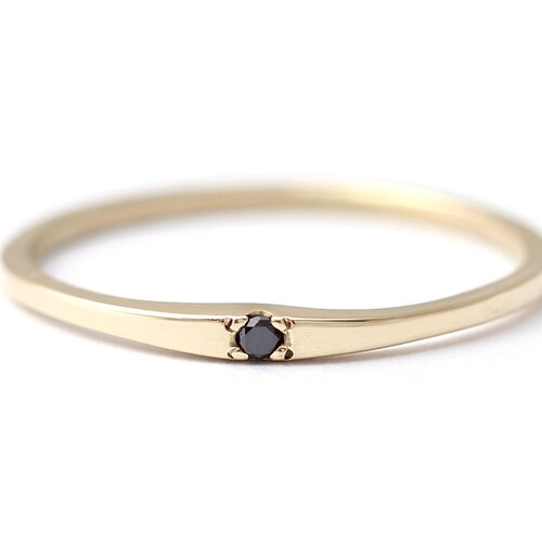 Thin Diamond Band Black Diamond Band Damond Wedding Band Etsy