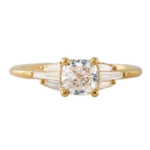 Deco Engagement Ring with Cushion Diamond