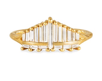 Baguette Diamond Cluster Ring - Art Deco Engagement Ring