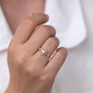 Flower Diamond Engagement Ring With Pear Cut Diamond Petals - Etsy